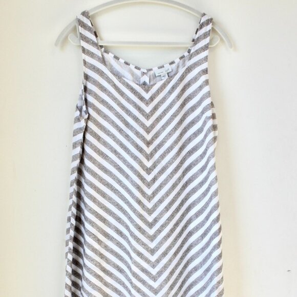 J. Jill Dresses & Skirts - J. Jill Love Linen Beechnut Dotted Stripe Sleeveless Dress in Beige Sz Small